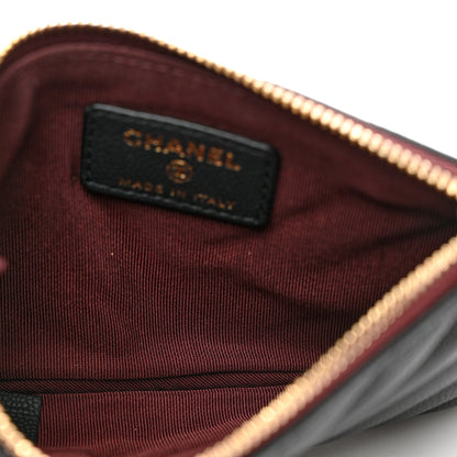 Chanel Caviar Chevron Quilted Small Cosmetic Case Black 5 of 8