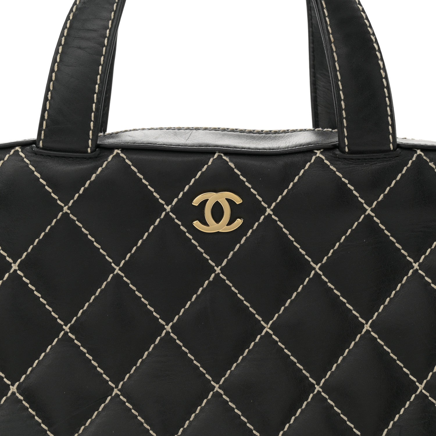 Chanel Calfskin Contrast Stitch Surpique Bowler Black 8 of 14