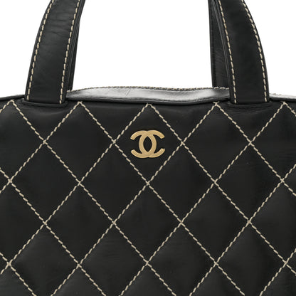 Chanel Calfskin Contrast Stitch Surpique Bowler Black 8 of 14