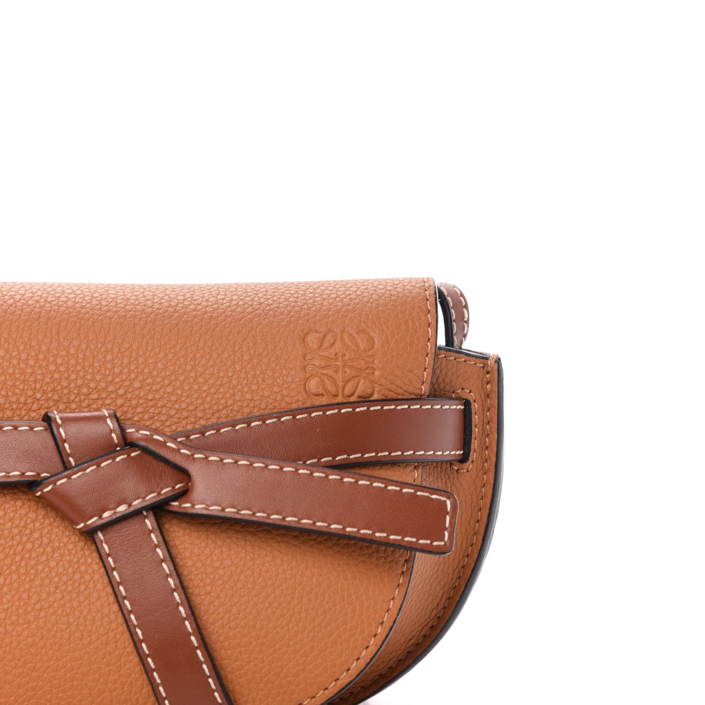 Grained Calfskin Mini Gate Crossbody Bag Caramel Pecan