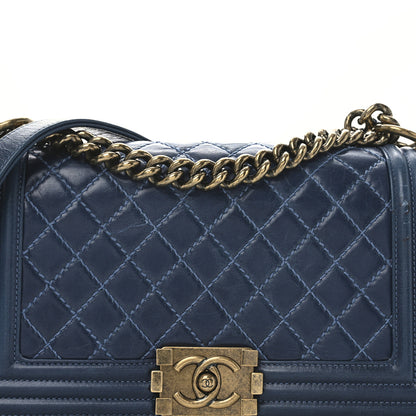 Chanel Glazed Calfskin Quilted Medium Boy Flap Blue 8 of 10