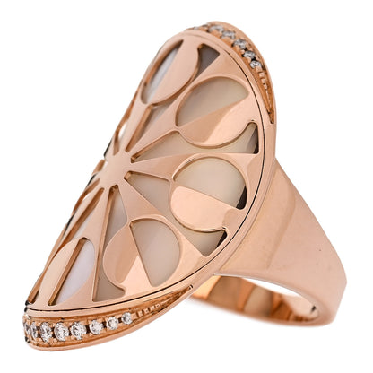 Bulgari 18K Rose Gold Diamond Mother of Pearl Intarsio Ring 58 8.5 3 of 8