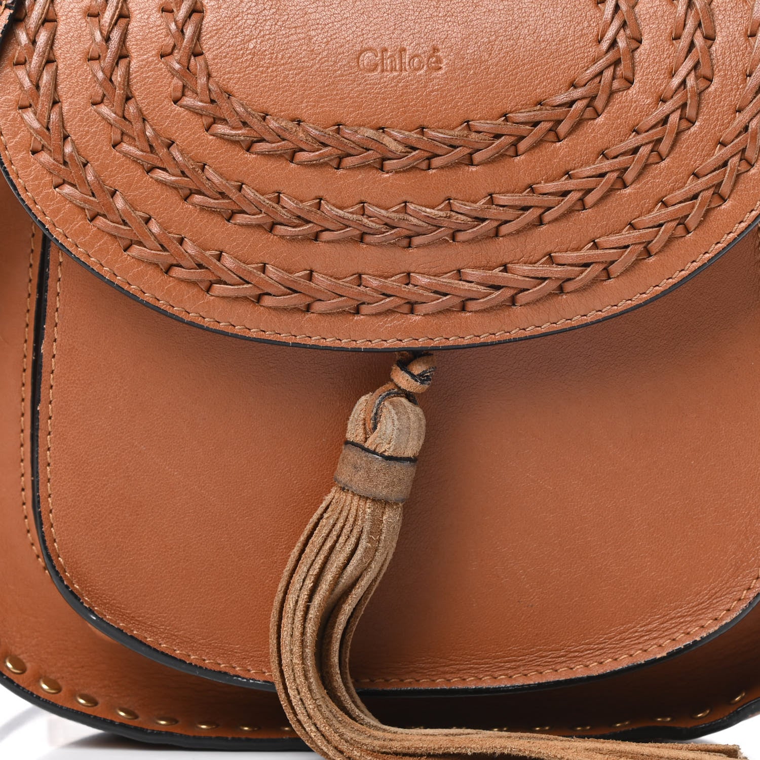 Chloe Calfskin Braided Small Hudson Shoulder Bag Caramel 8 of 18