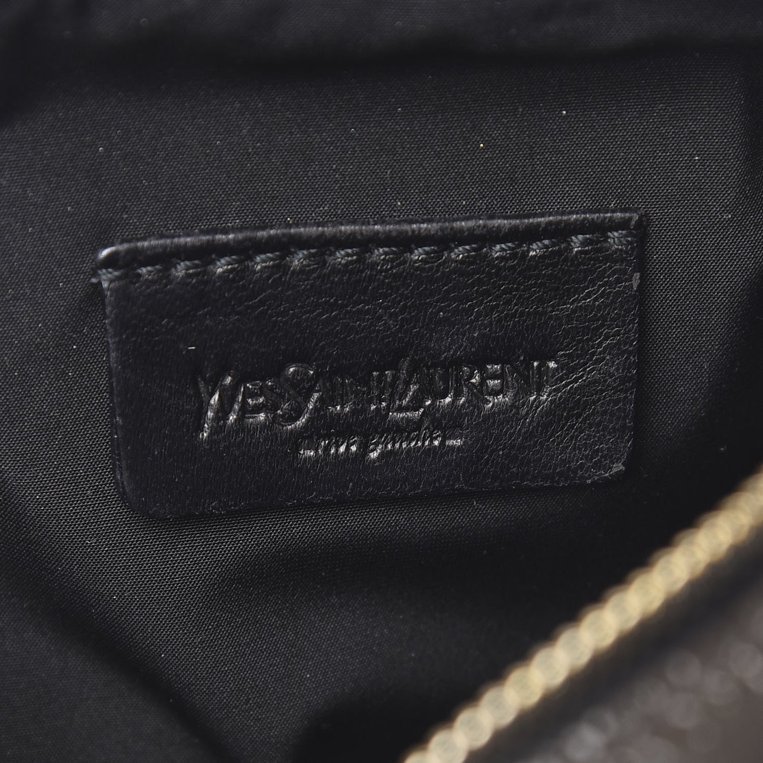 Saint Laurent Textured Patent Monogram Mini Wristlet Pebble 6 of 10