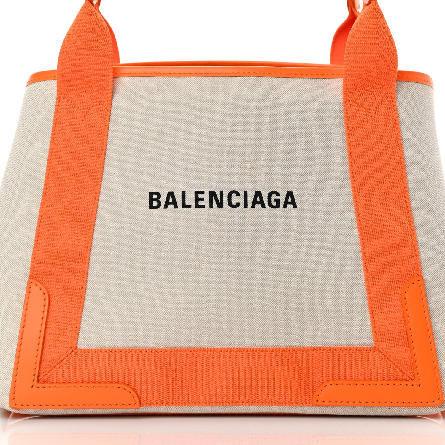 Balenciaga Cotton Canvas Calfskin S Navy Cabas Orange 9 of 14