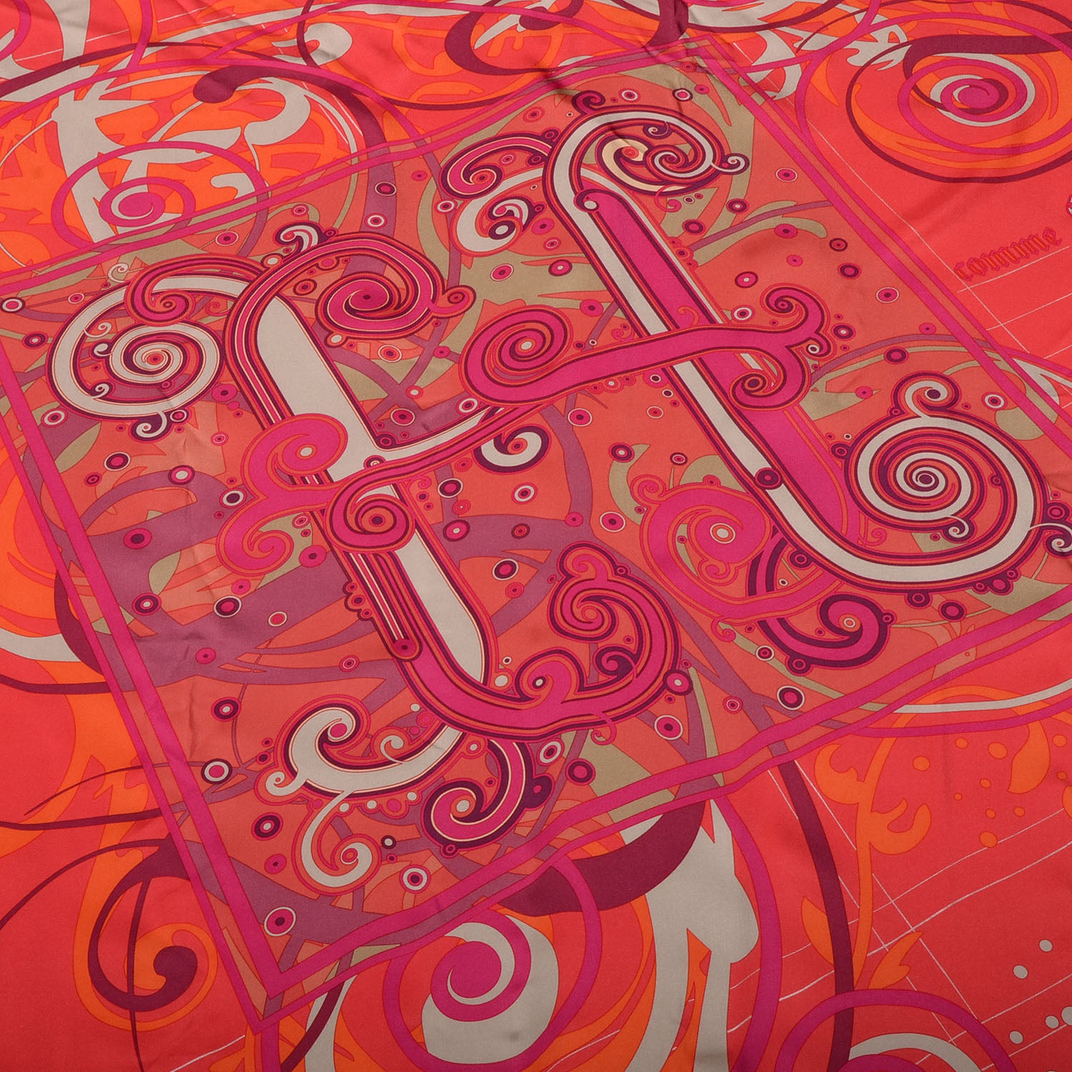 Hermes Silk Comme Histoires Scarf 90 Rouge Prune Orange 1 of 5