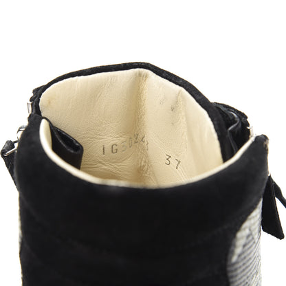 Chanel Canvas Suede CC Star Zipped High Top Sneakers 37 Black 8 of 8