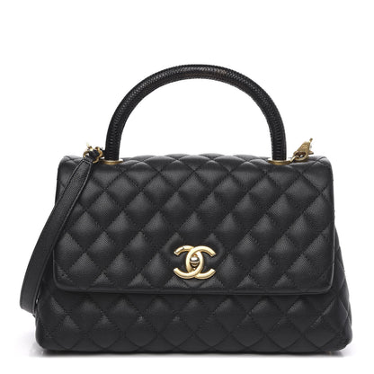 Chanel Caviar Lizard Embossed Quilted Small Coco Handle Flap Black 1 of 14