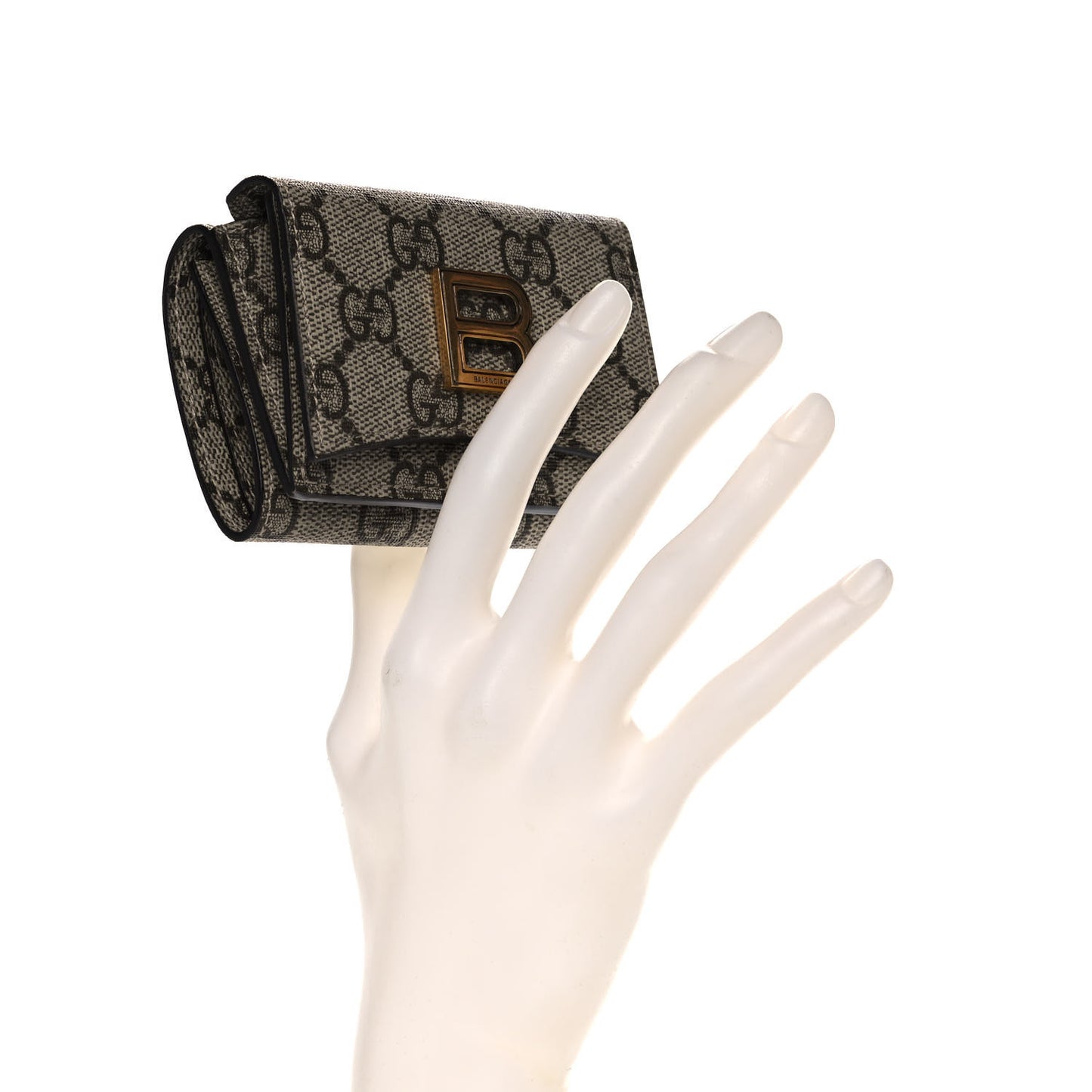 X BALENCIAGA GG Supreme Monogram Card Case Wallet Beige Ebony