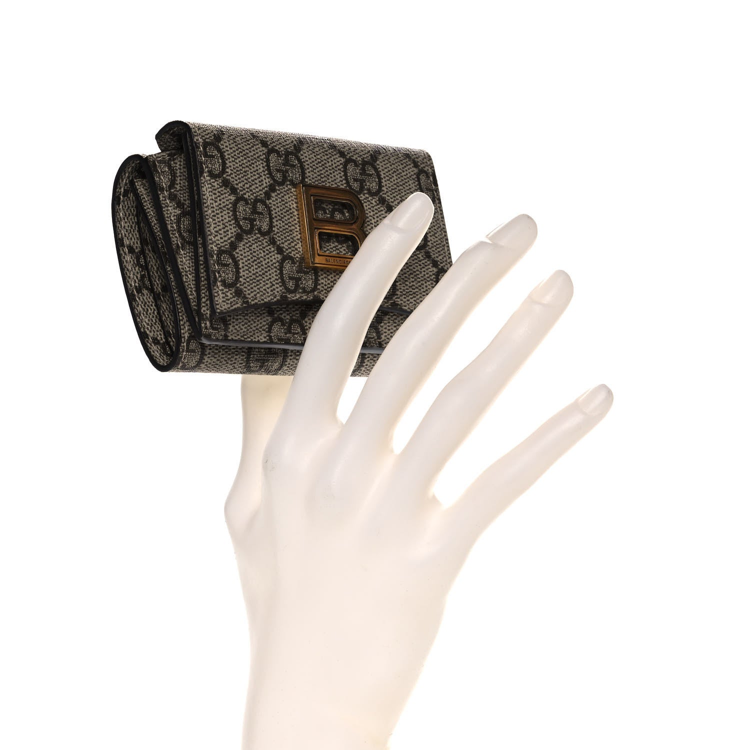 Gucci X BALENCIAGA GG Supreme Monogram Card Case Wallet Beige Ebony 2 of 11