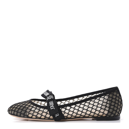 Christian Dior Resille Ribbon Miss J'Adior Ballet Flat 37 Black 1 of 10