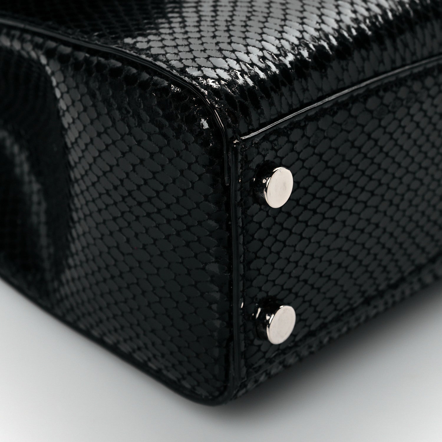 Jimmy Choo Lizard Calfskin Embossed Cheri Top Handle Bag Black