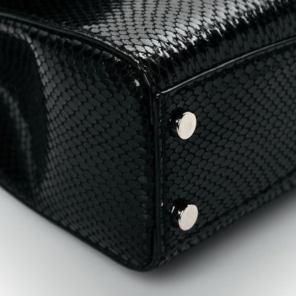 Jimmy Choo Lizard Calfskin Embossed Cheri Top Handle Bag Black 8 of 9