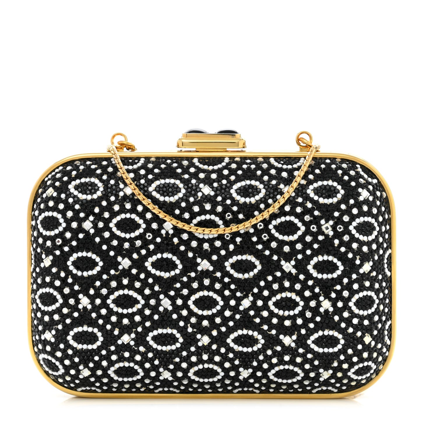 Swarovski Crystal Minaudiere Clutch Gold Black Multicolor