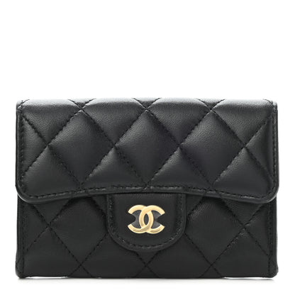 Chanel Lambskin Quilted Flap Card Holder Wallet Black 1 of 9