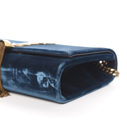Saint Laurent Velvet Medium Monogram Kate Tassel Shoulder Bag Blue 8 of 10