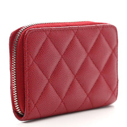 Chanel Caviar Quilted Zip Coin Purse Red 3 of 8