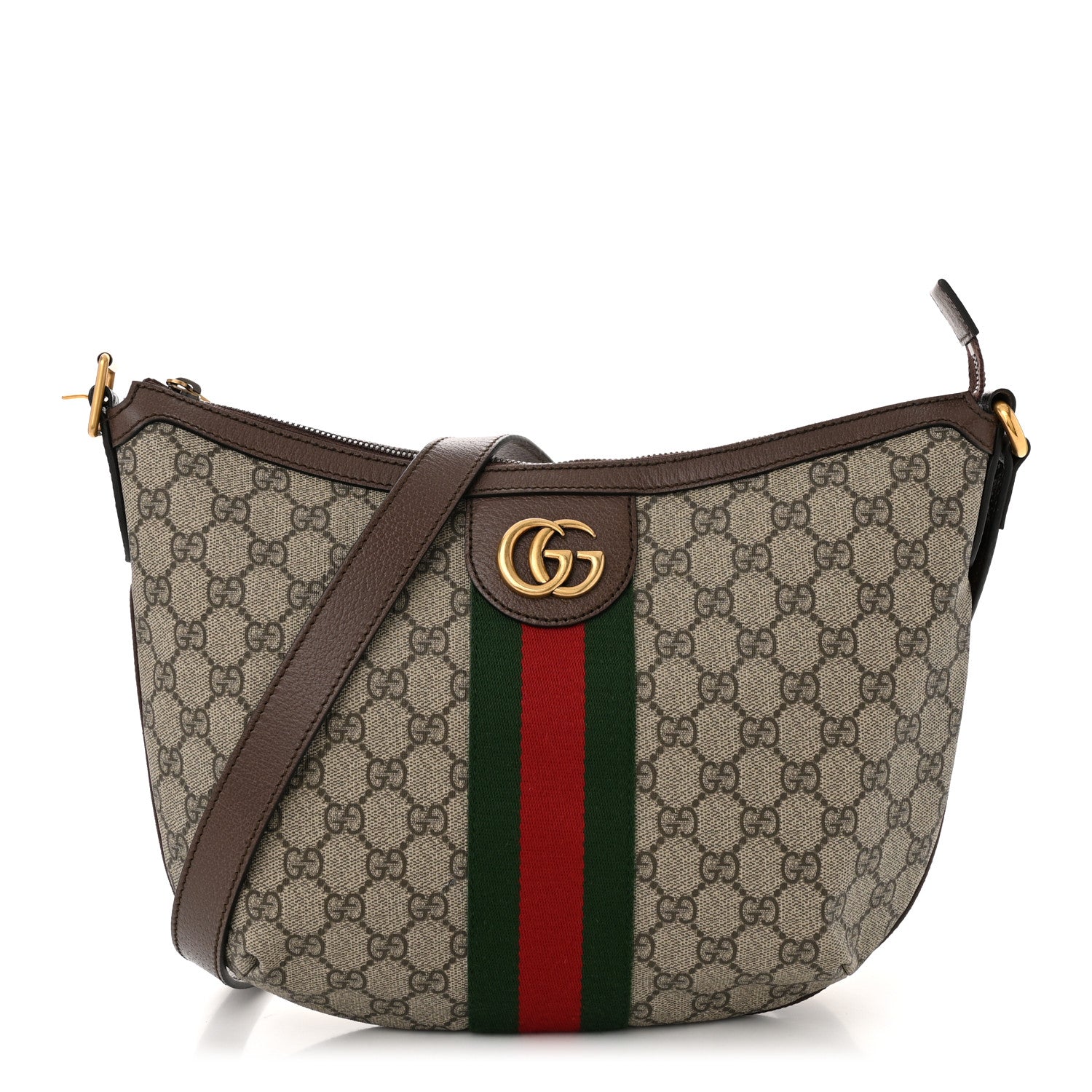 Gucci GG Supreme Monogram Web Small Ophidia Half Moon Hobo Brown 1 of 11