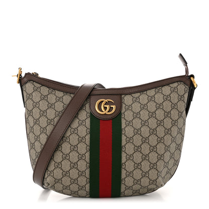 Gucci GG Supreme Monogram Web Small Ophidia Half Moon Hobo Brown 1 of 11