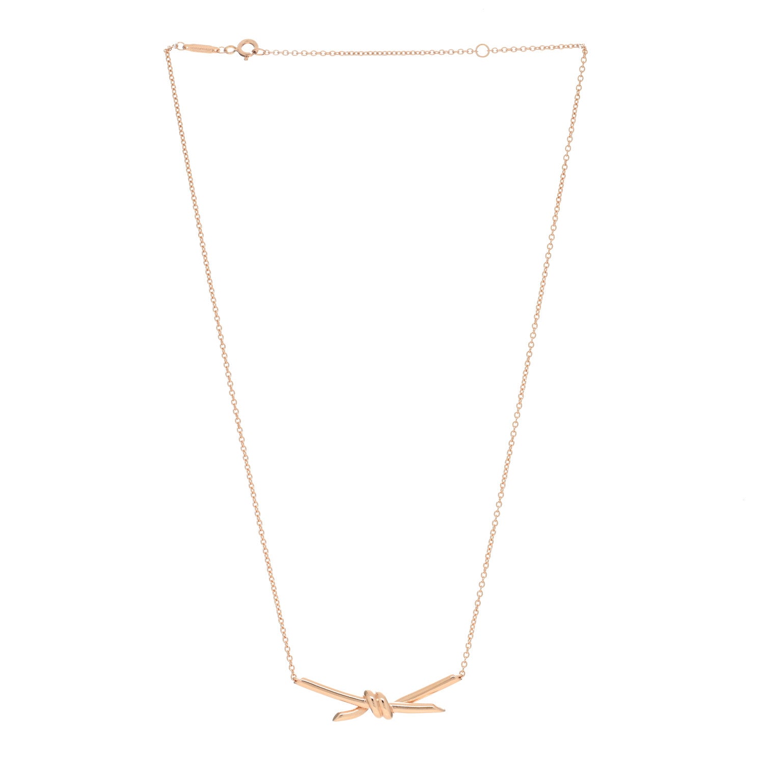 Tiffany 18K Rose Gold Knot Necklace 2 of 4