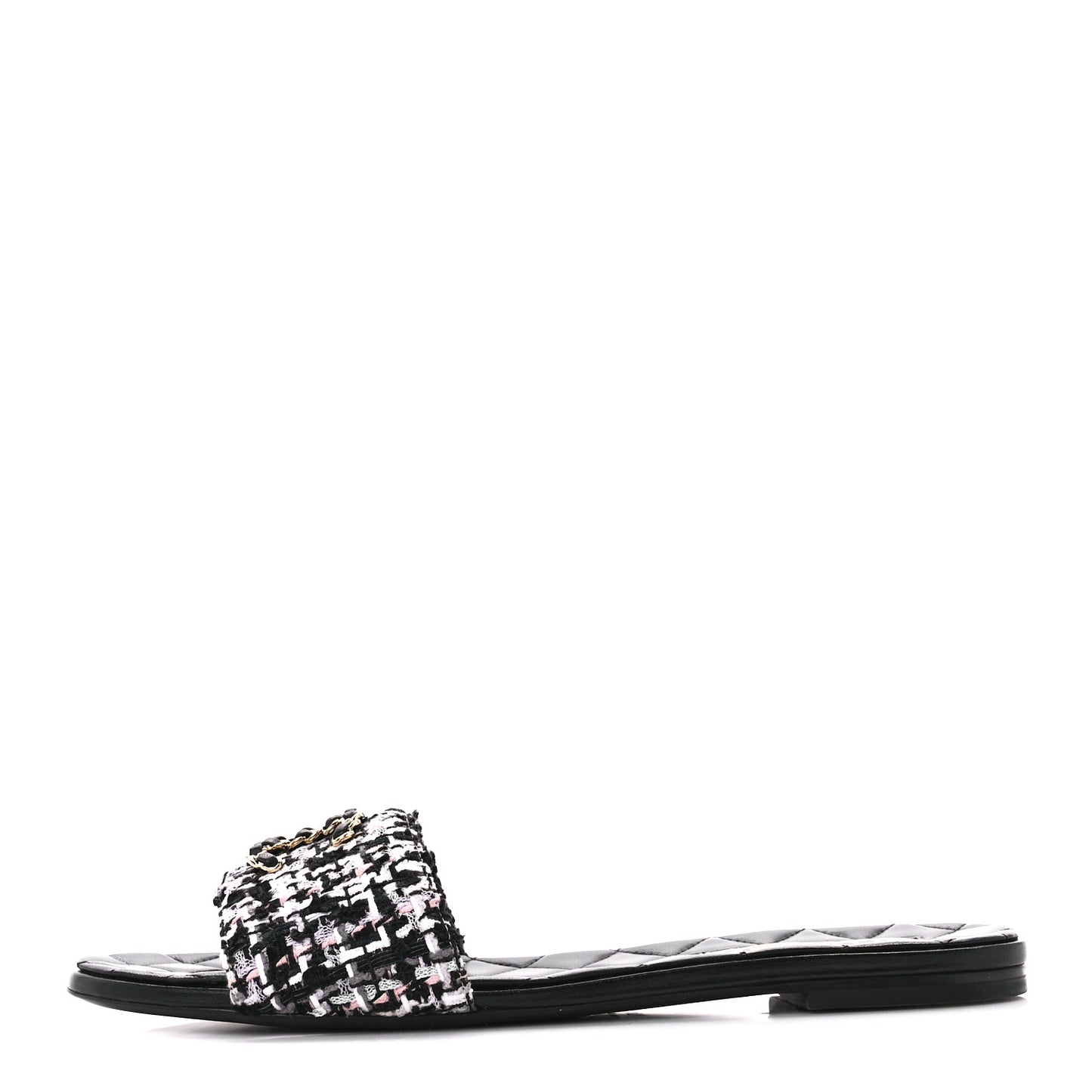 Tweed CC Chain Mule Sandal 41 Multicolor