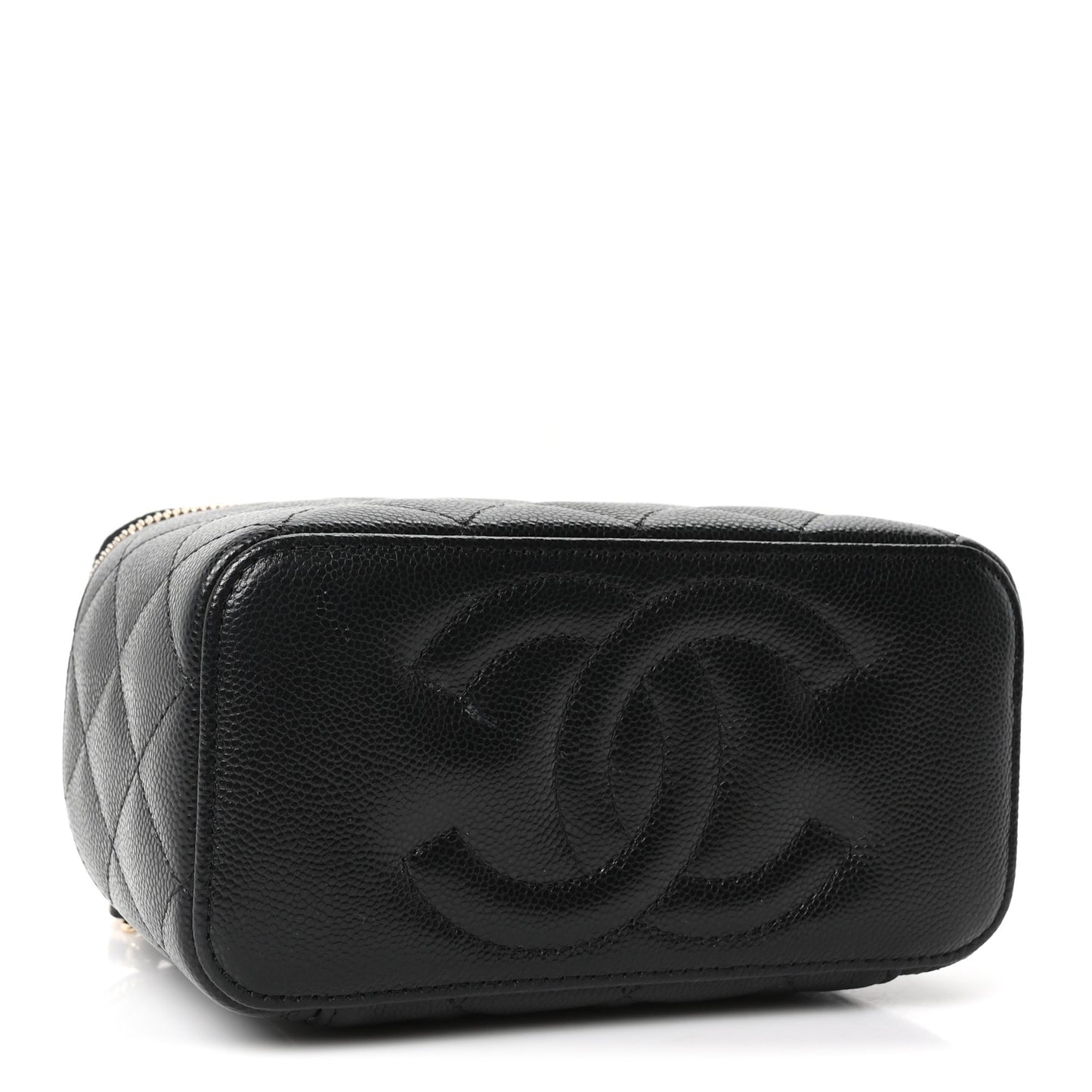 Caviar Quilted Small Vanity Case With Chain Black