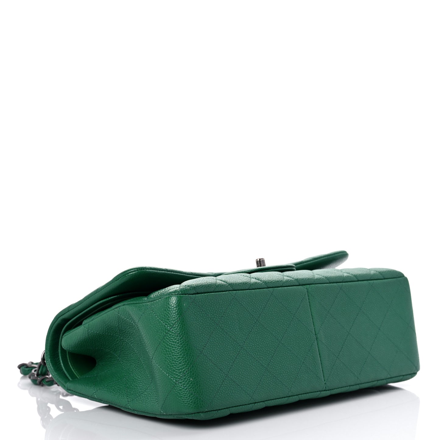 Caviar Quilted Jumbo Double Flap Green