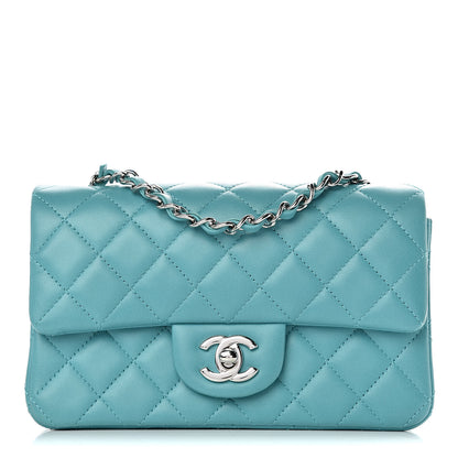 Chanel Lambskin Quilted Mini Rectangular Flap Turquoise 1 of 10