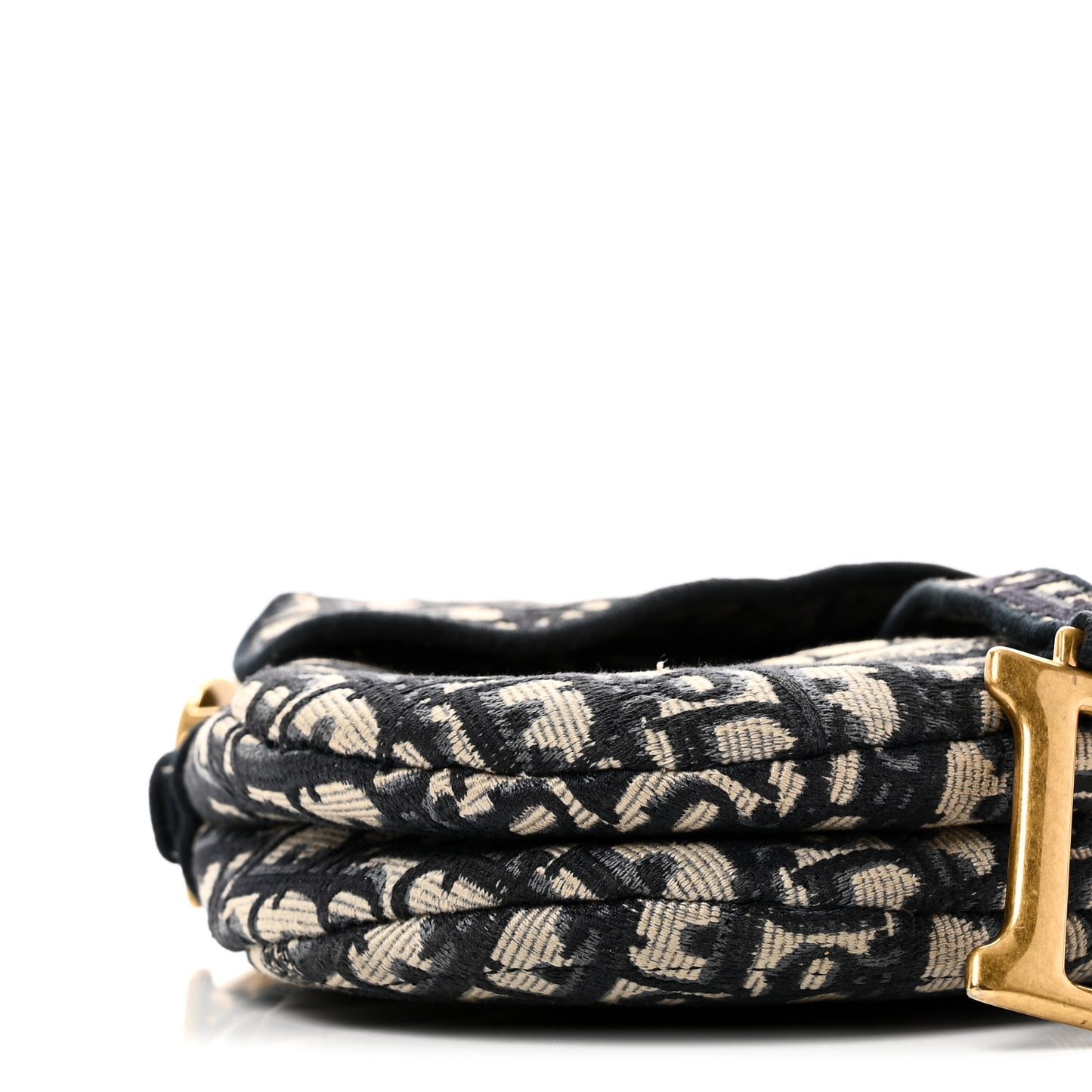 Oblique Embroidered Saddle Bag Blue