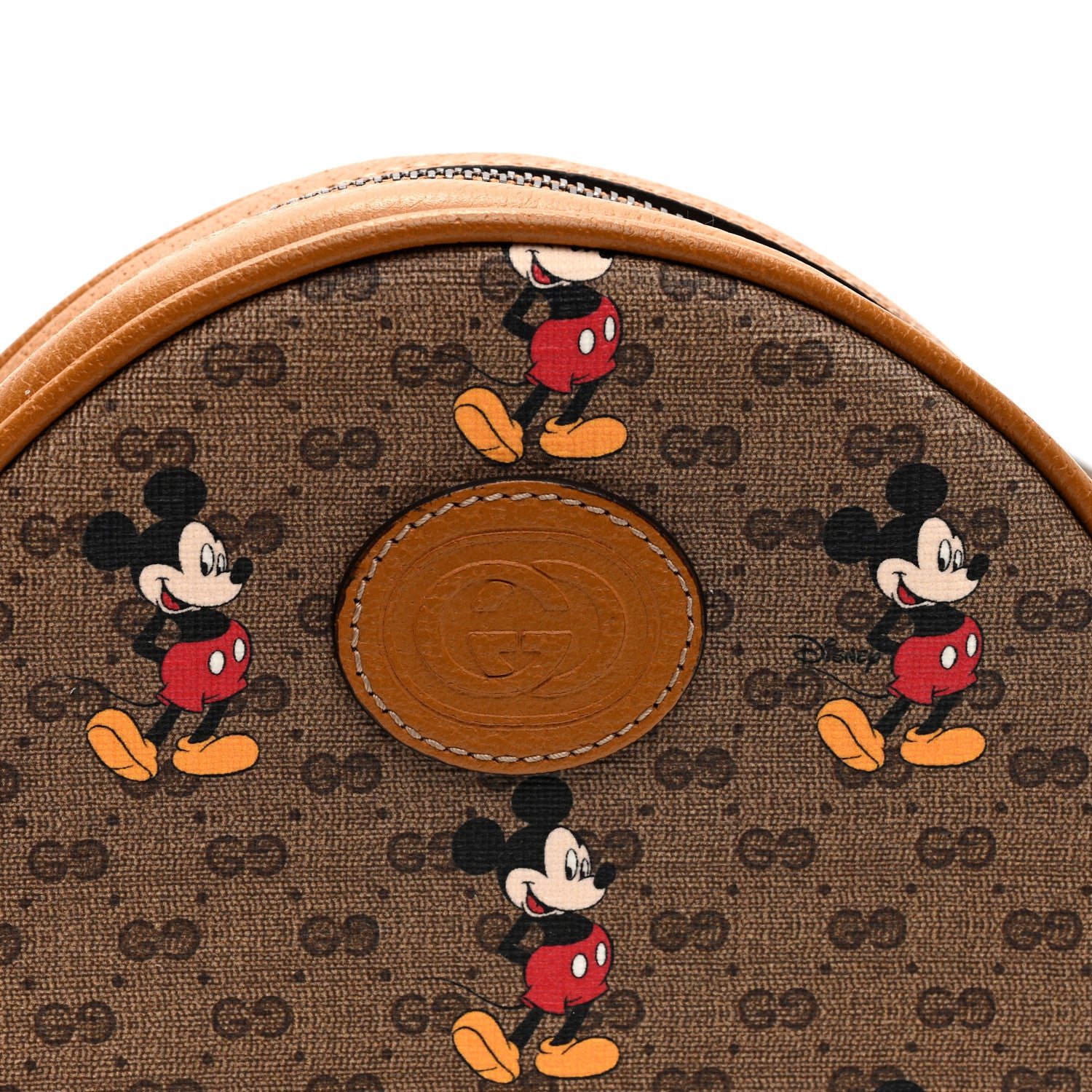 Gucci X DISNEY Mini Vintage GG Supreme Monogram Mickey Mouse Round Backpack Beige Vintage Sun Oil 5 of 10