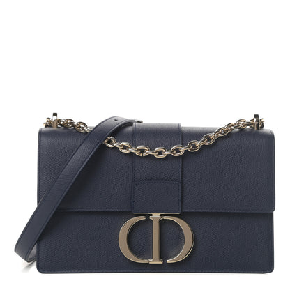 Christian Dior Grained Calfskin 30 Montaigne Chain Flap Bag Navy 1 of 12