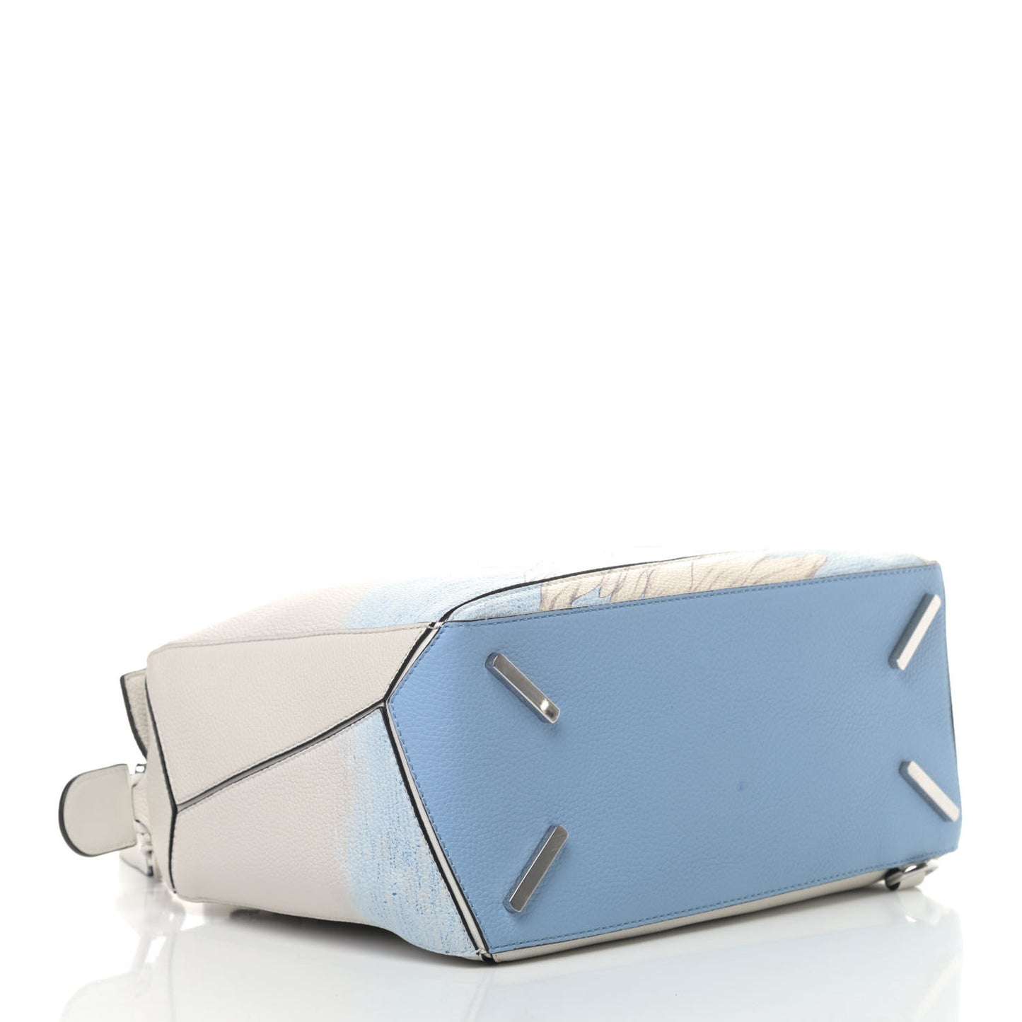 Grained Calfskin Faces Puzzle Bag Soft White
