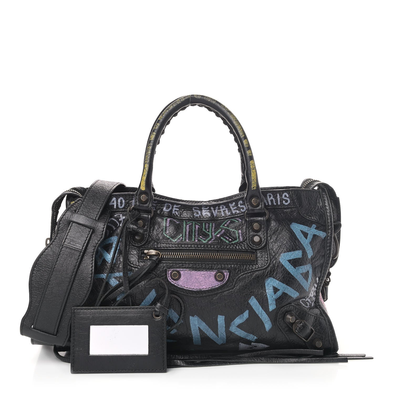 Balenciaga Agneau Graffiti All Over Classic Hardware S City Black Multicolor 1 of 6