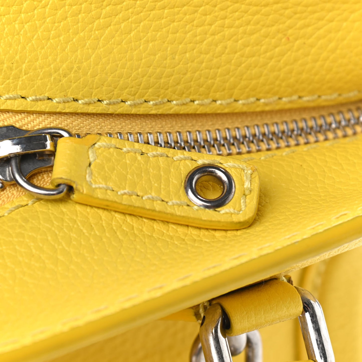 Pebbled Calfskin Mini Padlock Tote Yellow