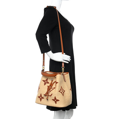 Louis Vuitton Raffia Calfskin Monogram Neonoe MM Tan 2 of 11