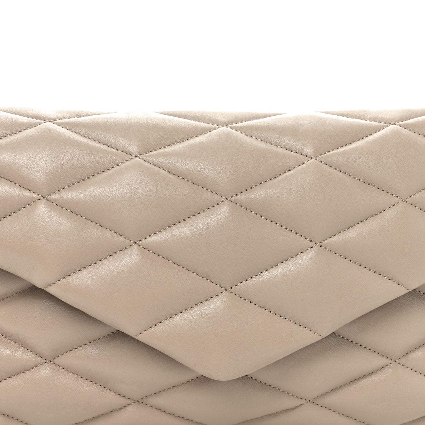 Lambskin Quilted Sade Puffer Envelope Clutch Dark Beige