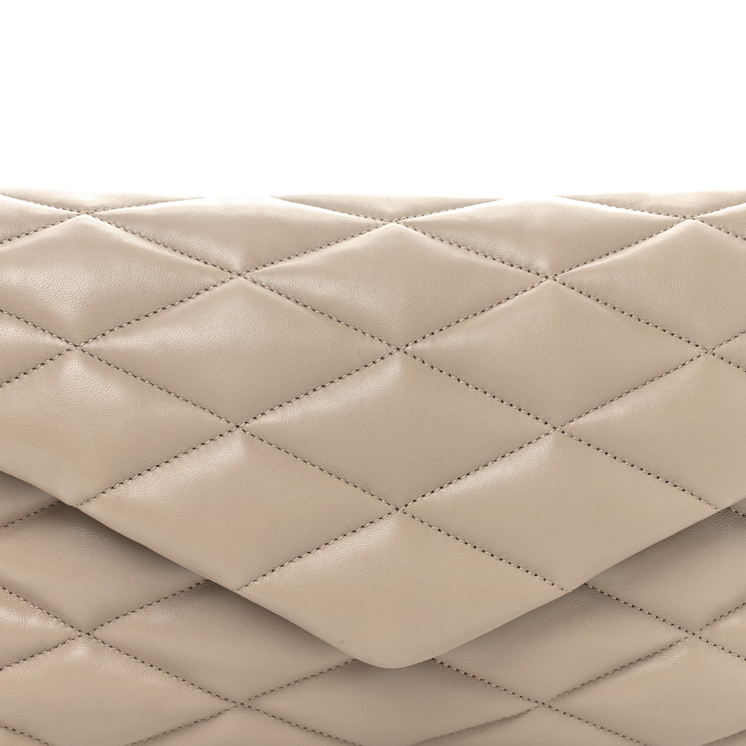 Saint Laurent Lambskin Quilted Sade Puffer Envelope Clutch Dark Beige 8 of 10