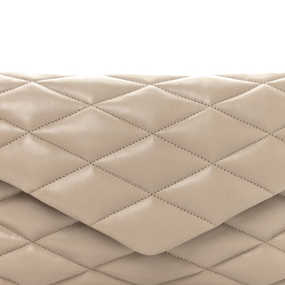 Saint Laurent Lambskin Quilted Sade Puffer Envelope Clutch Dark Beige 8 of 10