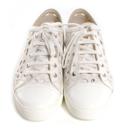 Chanel Patent Grained Goatskin Hollow Out Flower Sneakers 39 White 2 of 6