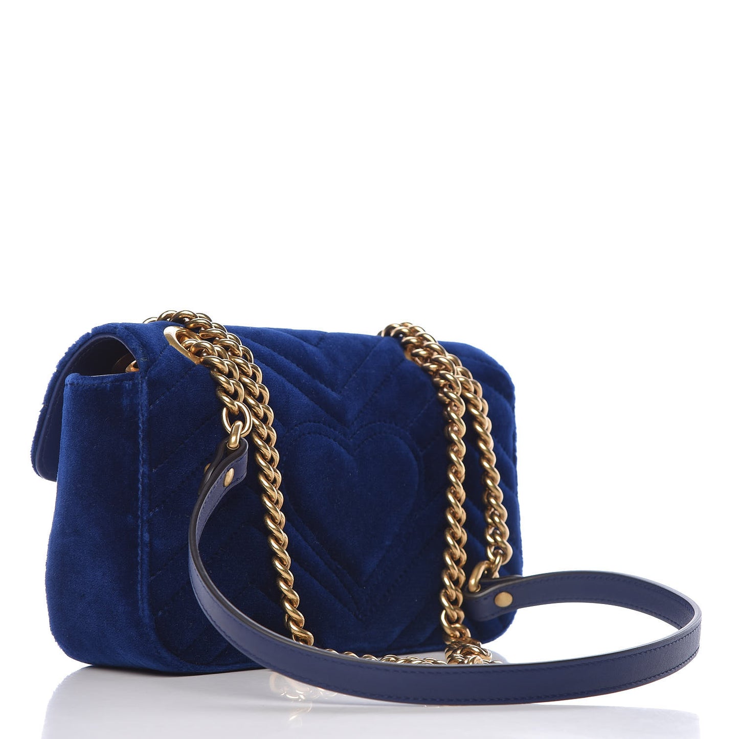 Velvet Matelasse Mini GG Marmont Shoulder Bag Cobalt Blue