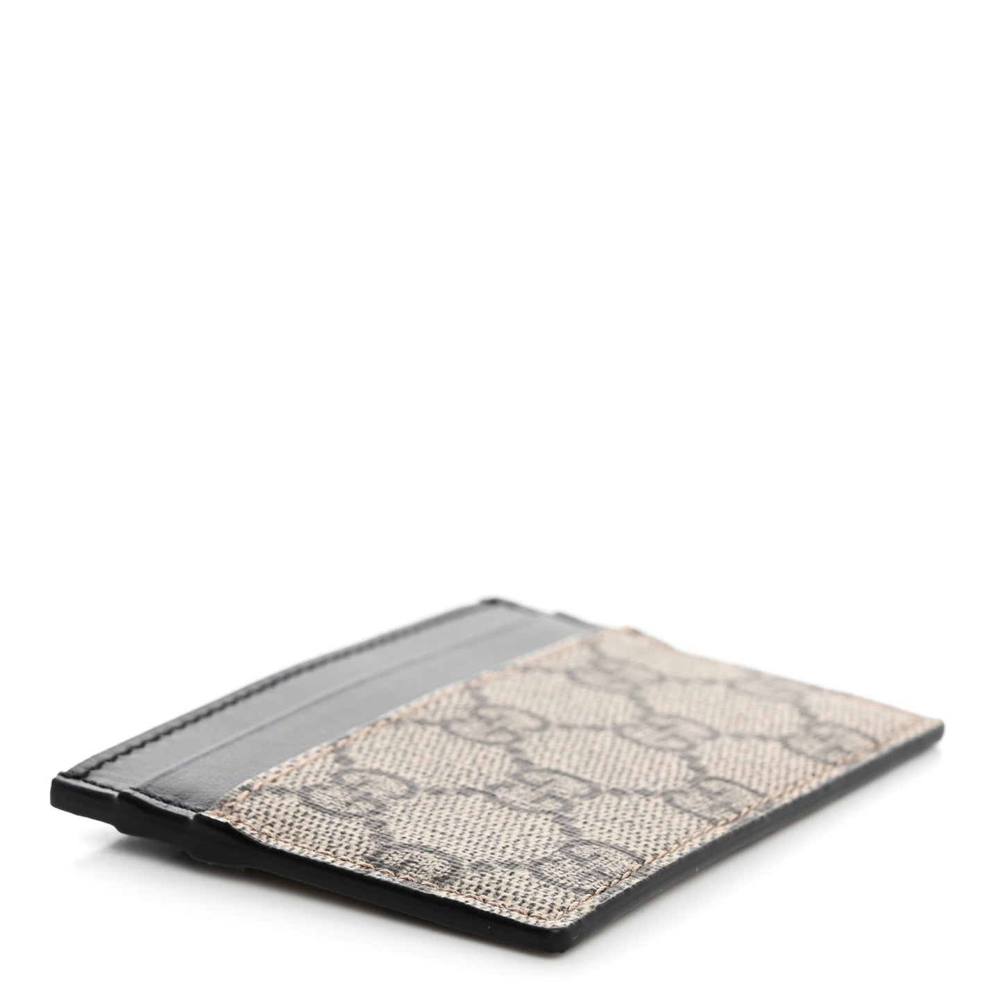 GG Supreme Monogram Calfskin Card Holder Beige Black