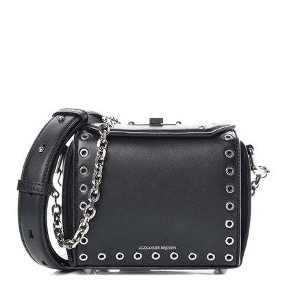 Alexander McQueen Fine Grain Goatskin Perforated Box Shoulder Bag 16 Black 1 of 10