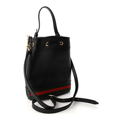 Gucci Glazed Textured Calfskin Web Small Ophidia Bucket Bag Black 3 of 10