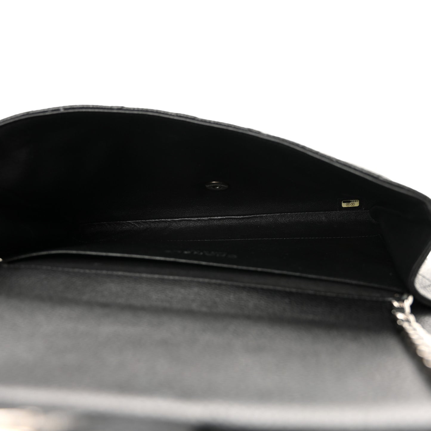 Caviar Quilted Clutch With Chain Flap Black