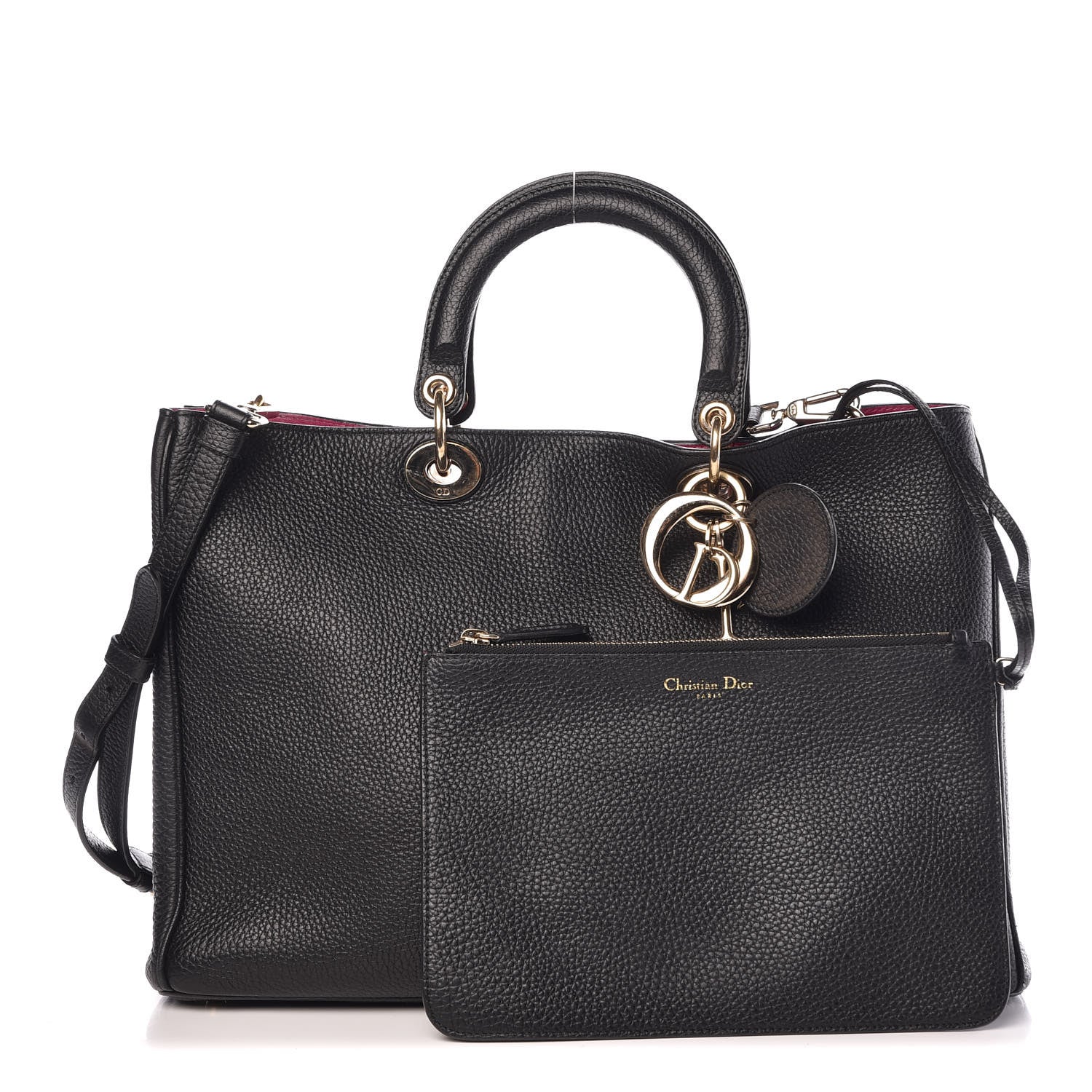 Christian Dior Bullcalf Large Diorissimo Tote Black Rose Indien 1 of 12