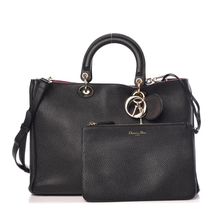 Christian Dior Bullcalf Large Diorissimo Tote Black Rose Indien 1 of 12