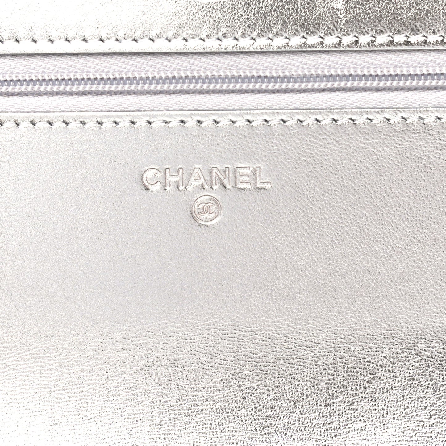 Gradient Metallic Calfskin Quilted Wallet On Chain WOC Silver Blue Yellow Purple