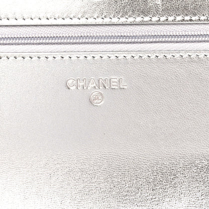 Chanel Gradient Metallic Calfskin Quilted Wallet On Chain WOC Silver Blue Yellow Purple 6 of 13