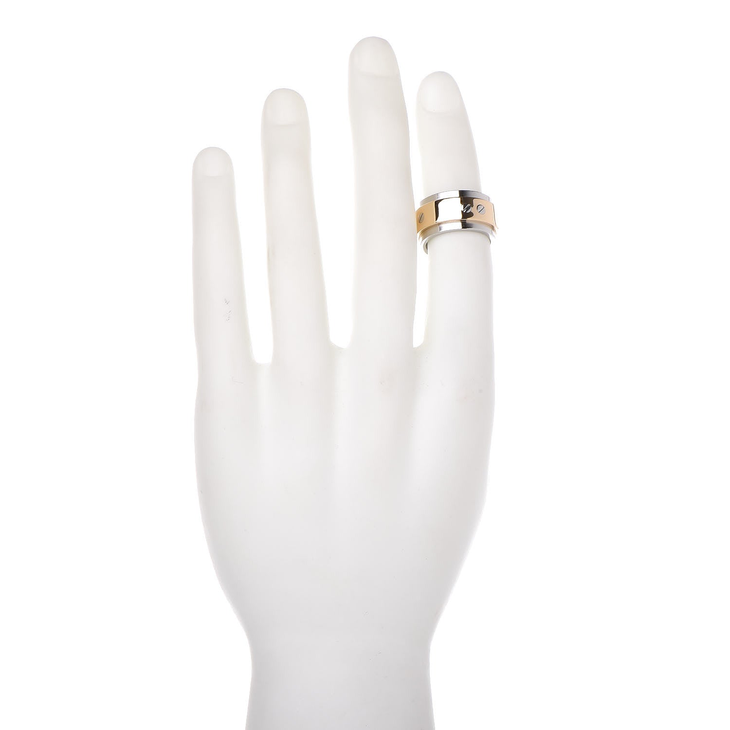 Cartier 18K Yellow Gold Stainless Steel 12mm Santos Ring 56 7.5 2 of 4