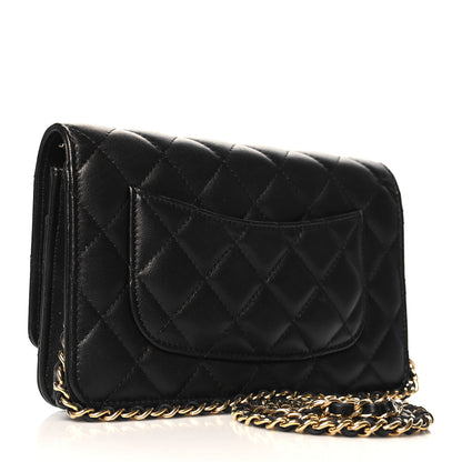 Chanel Lambskin Quilted Wallet On Chain WOC Black 3 of 12
